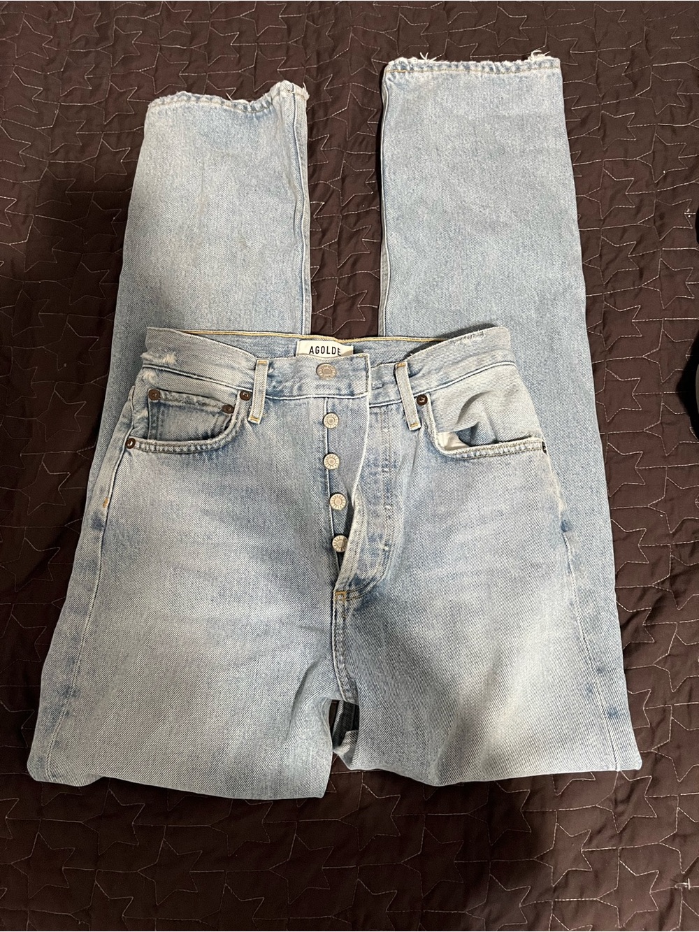 Agolde Women's Straight Leg Light Wash Jeans
